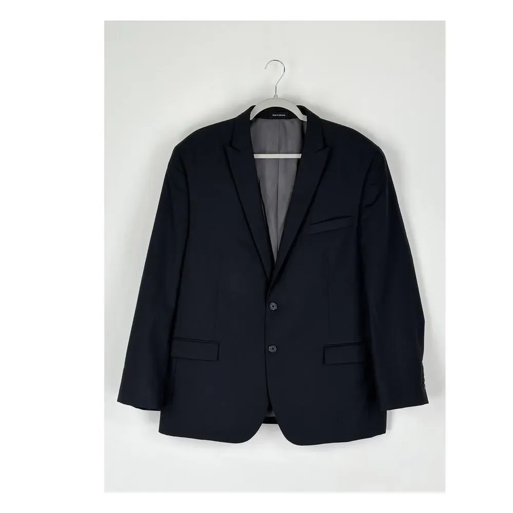 Egara Slim Fit Wool Blazer Suit Jacket Two Button Mens Size 46 Regular Black Tux